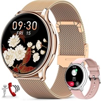 Smartwatch Damen 1.32" Display mit Bluetooth Anruf WhatsApp iOS & Android - Gold