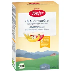 Töpfer Bio Getreidebrei Weizengrieß Apfel und Banane 175 g ab dem 6. Monat