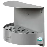 Proregal Wandascher mit Schutzdach verschließbar 1,5 Liter, HxBxT 23 x 30 x 15 cm Verzinkter Stahl Silber