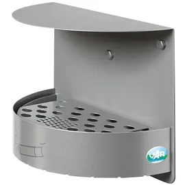 Proregal Wandascher mit Schutzdach verschließbar 1,5 Liter, HxBxT 23 x 30 x 15 cm Verzinkter Stahl Silber