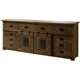Massivmoebel24 Sideboard Mango 220x45x90 braun lackiert Railway #492