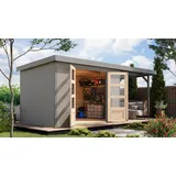 Karibu Jupiter 4) D wassergrau/graualuminium, inkl. 2,35 m Anbaudach