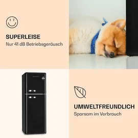 Klarstein Audrey Retro-Kühl-Gefrierkombination (136 l, 1295 mm hoch, Schwarz)