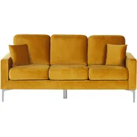 Beliani 3-Sitzer Sofa Samtstoff senfgelb GAVLE