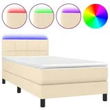 vidaXL Boxspringbett mit Matratze & LED Creme 80x200 cm Stoff
