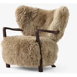 &tradition Wulff ATD2 Loungesessel Gestell Walnuss, Stoff Sheepskin 50mm Honey