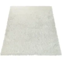 Paco Home Glamour 300 Hochflorteppich 60 x 100 cm Weiß