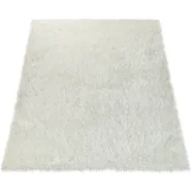 Paco Home Glamour 300 Hochflorteppich 60 x 100 cm Weiß