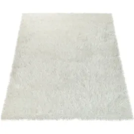 Paco Home Glamour 300 Hochflorteppich 60 x 100 cm Weiß