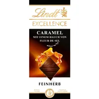 Lindt EXCELLENCE Caramel & Meersalz - Feinherbe Schokolade | 100 g Tafel | Mit Caramel und Meersalz (Fleur de Sel) | Intensiver Kakao-Geschmack | Dunkle Schokolade