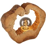 GLOBO LED Tischleuchte Baumscheibe, Holzoptik H 25,5 cm