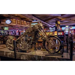 Fototapete PAPERMOON "OLDTIMER MOTORRAD-TUNING CASINO LAS VEGAS SLOTMASCHINEN", bunt, B:4,00m L:2,60m, Vlies, Tapeten