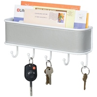 mDesign Briefablage und Schlüsselbrett-Organizer in grau-weiß, für Eingangsbereich oder Küche, wandmontiert