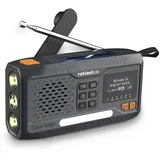 ration1 Kurbelradio DAB+, tragbares Solar Radio, Outdoor Radio, Notfallradio mit Handkurbel, Power Bank, SOS-Funktion, Camping Licht, Bluetooth, USB zum Handy Laden, Fahrradradio