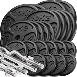 Marbo-Sport verstärkte Hantelstange und Hantelscheiben Set 173 kg schwarz