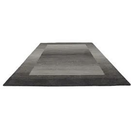 THEKO Wollteppich THEKO "Gabbeh Super, Handweb, auch als Läufer erhältlich, reine Wolle" Gr. 1, grau (dunkelgrau), B:60cm H:9mm L:90cm, Wolle, Teppiche, Schlafzimmer, Wohnzimmer, Esszimmer, auch als Bettumrandung