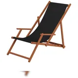 Erst-Holz Holz-Liegestuhl Klappstuhl Strandstuhl Stofffarbe schwarz 10-300 Liegestuhl ohne Zubehör