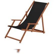 Erst-Holz Holz-Liegestuhl Klappstuhl Strandstuhl Stofffarbe schwarz 10-300 Liegestuhl ohne Zubehör