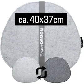 Dune Design 4 Filz Sitzkissen Oval 40x37cm 8mm Stuhlkissen Wende Sitzauflage Hellgrau Grau