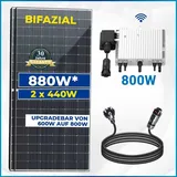 SOLAR-HOOK etm 880W Bifazial Komplettset | 800W WIFI Deye Wechselrichter | Photovoltaik Solaranlage mit 3m Schukostecker