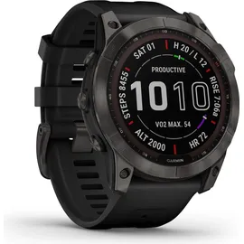 Garmin Fenix 7X Sapphire Solar schiefergraues DLC-Titan mit schwarzem Armband