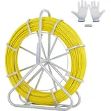 Vevor Fiberglas Kabel Rad Ø7,9mm x 150m Glasfaserstab inkl. Stahlhaspel Handschuhe Bremsgriff Metall-Zugköpfe Fischband -40°C bis +80°C Einzieh...