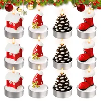 BORDEAG Teelichter Weihnachten, 12 Stück Weihnachten Teelicht Kerzen, Mini Weihnachten Teelichter Kerzen, Weihnachtsteelichter, Kerzen Weihnachten für Zuhause Weihnachtskerzen Dekoration