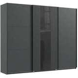 MID.YOU Schwebetürenschrank »Atlanta by fresh to go«, mit Akustikpaneel Optik (3D Leisten), schwarz - 250x216x65 cm