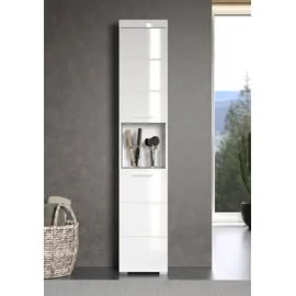 WELLTIME Avena Hochschrank 37 x 31 x 190 cm Weiß Kunststoff, Metall, MDF, Massivholz