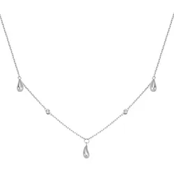 Hey Happiness Halskette mit Regentropfen und Glitzeranhänger aus Edelstahl Silber Weiss Damen 
