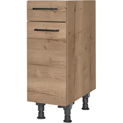 Unterschrank NOBILIA ""Structura", Ausrichtung wählbar, vormont., in den Breiten 30, 45 und", braun (front und korpus: eiche havanna nachbildung), B:30cm H:87cm T:58,3cm, Schränke, 60 cm Breite, mit höhenverstellbaren Sockelfüßen, vormontiert