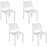 Dmora - 4er Set Gartenstühle Ancona, Gartensitz, Für drinnen und draußen, Stapelbar, Made in Italy, 47x53 h82 cm, Weiß