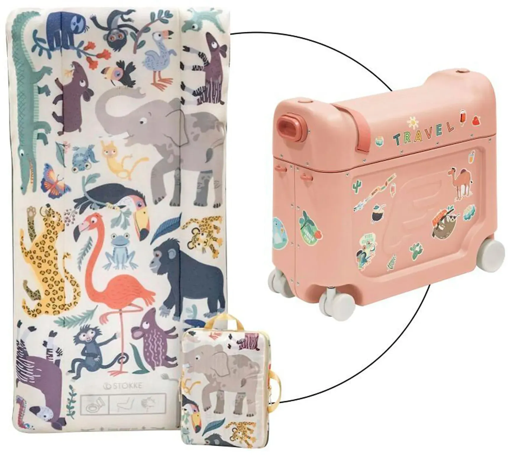 Stokke® JetKidsTM by Reisekoffer BedBox inkl. aufblasbare Matratze CloudSleeper, pink