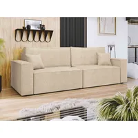 Mirjan24 Schlafsofa Karl, mit zwei Bettkästen und Schlaffunktion, 245x90x82 cm, Wellenfeder beige