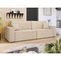 Mirjan24 Schlafsofa Karl, mit zwei Bettkästen und Schlaffunktion, 245x90x82 cm, Wellenfeder beige