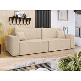 Mirjan24 Schlafsofa Karl, mit zwei Bettkästen und Schlaffunktion, 245x90x82 cm, Wellenfeder beige