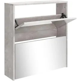 vidaXL Schuhschrank mit Spiegel 63 x 67 x 17 cm grau / betongrau
