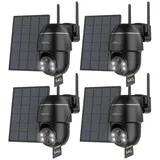 COOAU Überwachungskamera 3 Stück 3MP HD Überwachungskamera Aussen Solar mit 64GB Speicher (Aussen, Außenbereich, außen, Outdoor, 2K PTZ 355°/90° Kabellos Überwachungskamera Außen Akku, 2.4GHz WLAN IP Kamera mit Smart Bewegungsmelder Farb-Nachtsicht, Smart PIR-Erkennung Customize Alert Zone 2-Wege-Audio) schwarz