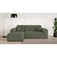 Ecksofa INOSIGN "CASSY L-Form, Schlafsofa mit Bettkasten, Maße B/T/H: 245/165/88 cm", grün (dunkelgrün), B:244,5cm H:88cm T:164,5cm, 94% Polyester, 6% Nylon, Sofas, mit 2 Rückenkissen, Recamiere rechts oder links bestellbar