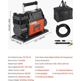 Vevor Tragbarer Luftkompressor 202 L/min 10,3 bar