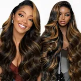 9x6 Body Wave Glueless Wigs Human Hair Pre Plucked Pre Cut 200% Density 1B/30 Highlight Body Wave Wear and Go Glueless Wig Human Hair for Women Bleached Tiny Knots Body Wave Human Hair Wigs 30 Inch