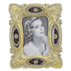 Casa Padrino Barock Bilderrahmen Gold / Mehrfarbig 18,9 x H. 23,3 cm - Antik Stil Bilderrahmen - Wohnzimmer Deko - Schreibtisch Deko - Deko Accessoires im Barockstil