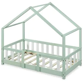 [en.casa] Kinderbett Treviolo 70 x 140 cm Kiefer mintgrün/weiß