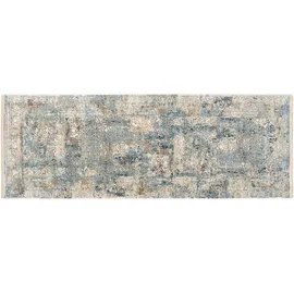OCI DIE TEPPICHMARKE Teppich OCI DIE TEPPICHMARKE "BESTELLER CAVA", blau, B:80cm H:8mm L:200cm, Viskose, Teppiche, Teppich, Glanz Viskose, mit Fransen, Hoch Tief Struktur, Vintage, Wohnzimmer