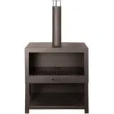 Terrassenofen mit Holzlager Schwarz