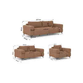 S-Style Couch Strukturstoff 3-Sitzer Rot
