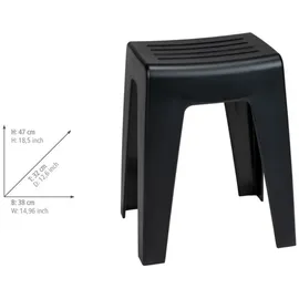 Wenko Badhocker Kumba Duschhocker schwarz, belastbar bis 120 kg, 38 x 47 x 32 cm