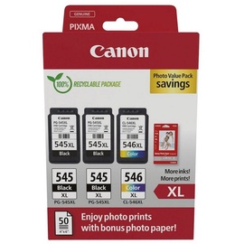 Canon PG-545XL/CL-546XL Patronen original + Fotopapier für PIXMA MG