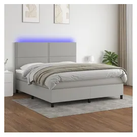 vidaXL Boxspringbett mit Matratze & LED Hellgrau 160x200 cm Stoff