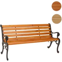Mendler Gartenbank HWC-O25, Sitzbank Parkbank Holzbank 3-Sitzer, Gusseisen Holz